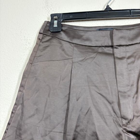 Zara Womens Size Small Flared Satin Shorts Brown Cotton Blend Pleated Pockets - Picture 5 of 8